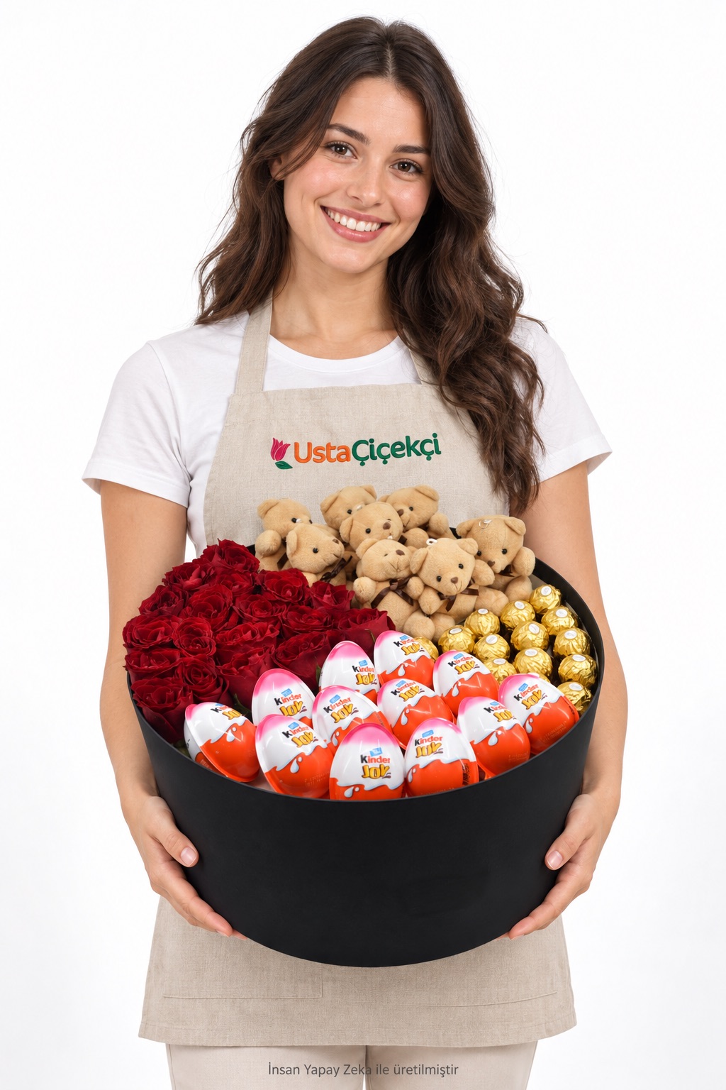 Kırmızı Gül, Peluş ve Çikolata Hediye Kutusu