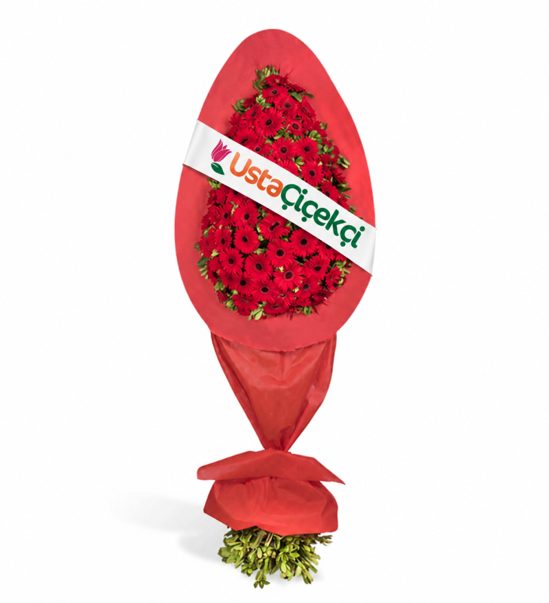 Ayaklı Kırmızı Gerbera Çelengi